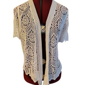 Chico's Sheer White Short Lace Cover-up Vest Size S/4